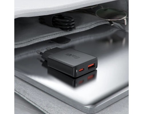 Зарядний пристрій Acefast 2xUSB 30W (USB-C+USB-A) Gan A69 ultra-thin Fast Charger Black (6974316282709)