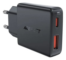 Зарядний пристрій Acefast 2xUSB 30W (USB-C+USB-A) Gan A69 ultra-thin Fast Charger Black (6974316282709)