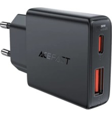 Зарядний пристрій Acefast 2xUSB 30W (USB-C+USB-A) Gan A69 ultra-thin Fast Charger Black (6974316282709)