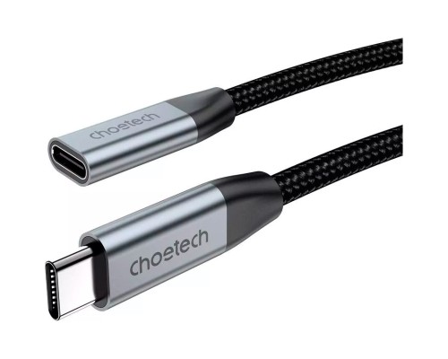 Дата кабель USB-C 3.1 AM/AF 2.0m 10Gbps 100W nylon braid Choetech (XCC-1039-CA-GY)