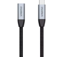 Дата кабель USB-C 3.1 AM/AF 2.0m 10Gbps 100W nylon braid Choetech (XCC-1039-CA-GY)
