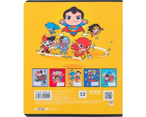Зошит Kite DC Comics, 12 аркушів, клітинка (DC24-232)