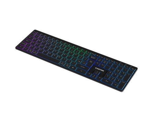 Клавіатура Canyon HKB-W11 Slim Dual Mode Wireless/Bluetooth RGB UA Black (CNS-HBTK11B)