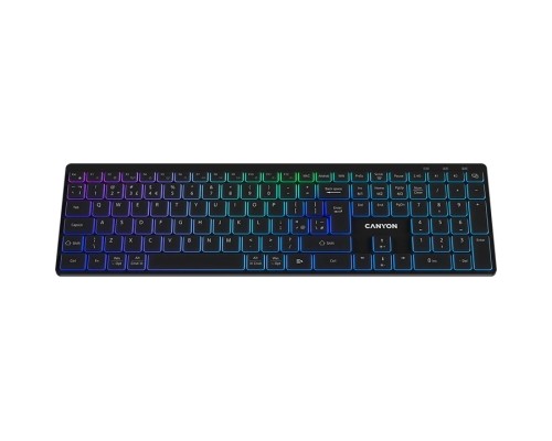 Клавіатура Canyon HKB-W11 Slim Dual Mode Wireless/Bluetooth RGB UA Black (CNS-HBTK11B)