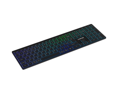 Клавіатура Canyon HKB-W11 Slim Dual Mode Wireless/Bluetooth RGB UA Black (CNS-HBTK11B)