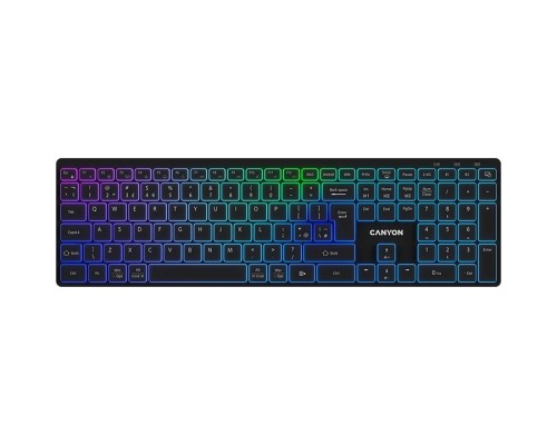 Клавіатура Canyon HKB-W11 Slim Dual Mode Wireless/Bluetooth RGB UA Black (CNS-HBTK11B)