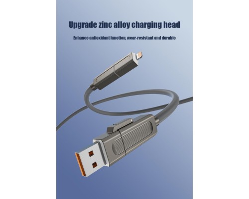 Дата кабель USB 2.0 AM to USB-C + USB 2.0 AM to Lightning 1.0m 60W gray XO (NB275_4-in-1_Gray)