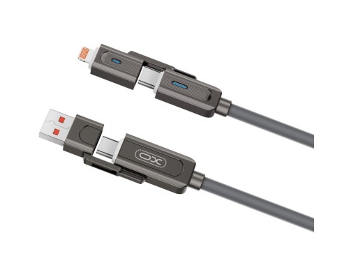 Дата кабель USB 2.0 AM to USB-C + USB 2.0 AM to Lightning 1.0m 60W gray XO (NB275_4-in-1_Gray)