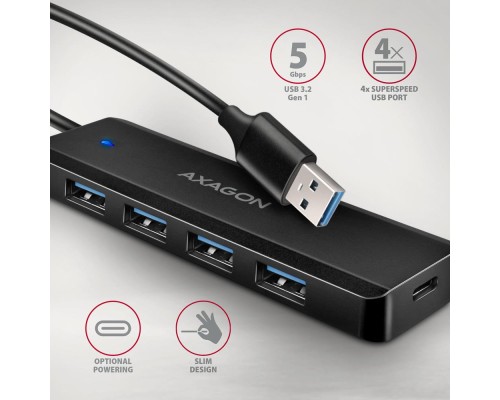 Концентратор AXAGON USB 3.1 to 4xUSB 3.0 black (HUE-C1A)