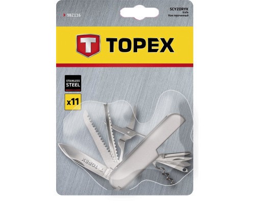 Мультитул Topex перочинний, 11 функцiй, нержавiюча сталь (98Z116)