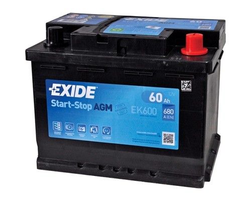 Акумулятор автомобільний EXIDE START-STOP AGM 60A (EK600)