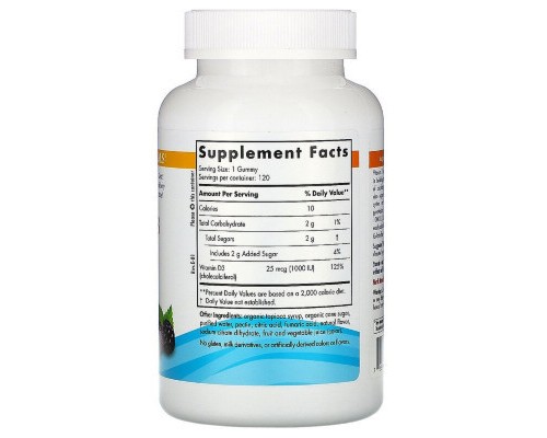 Вітамін Nordic Naturals Вітамін D3, 1000 МО, Смак Ягід, Vitamin D3, 120 жувальних ве (NOR-31141)
