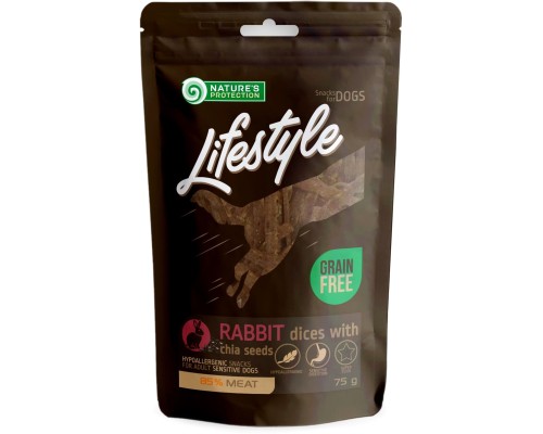 Ласощі для собак Nature's Protection Lifestyle Soft rabbit dices with chia seeds 75 г (SNK46144)