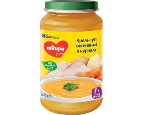 Дитяче пюре Milupa овочевий суп з курчам, 200 гр (5900852045257)