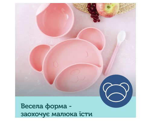 Тарілка дитяча Canpol babies Ведмедик на присосці Рожева (51/401_pin)