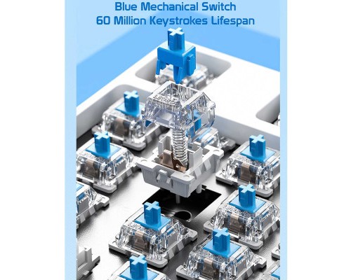 Клавіатура Aula F2088 PRO Plus 9 Orange Keys KRGD Blue USB UA White/Blue (6948391234908)