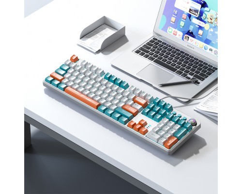 Клавіатура Aula F2088 PRO Plus 9 Orange Keys KRGD Blue USB UA White/Blue (6948391234908)