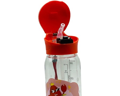 Пляшка для води Casno 400 мл KXN-1195 Червона краб з соломинкою (KXN-1195_Red)
