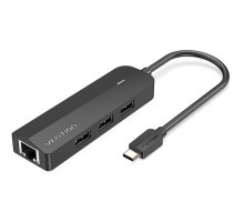 Концентратор Vention USB 3.1 Type-C to 3xUSB 2.0+MicroUSB+RJ45 100M Ethernet black (TGOBB)