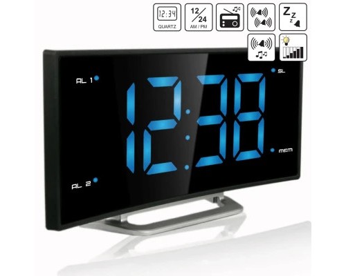 Настільний годинник Technoline WT460 Blue LED з радіо Black/Silver (DAS301824) Настільний годинник Technoline WT460 Blue LED з радіо Black/Silver (DAS301824)