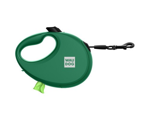 Повідок для собак WAUDOG R-leash з контейнером для пакетів M до 20 кг 5 м зелений (262818)