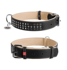 Нашийник для тварин WAUDOG Soft з QR паспортом металічні прикраси L чорний (7214)