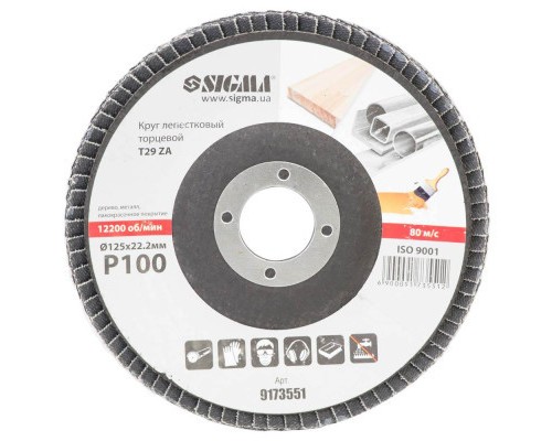 Круг зачистний Sigma пелюстковий торцевий Т29 (конічний) ZA 125мм P100 (9173551)