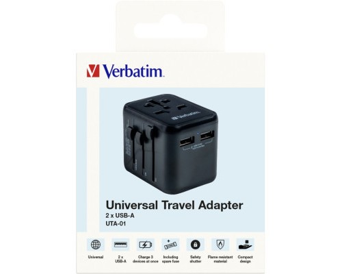 Зарядний пристрій Verbatim UTA-01 (2xUSB) (49543)