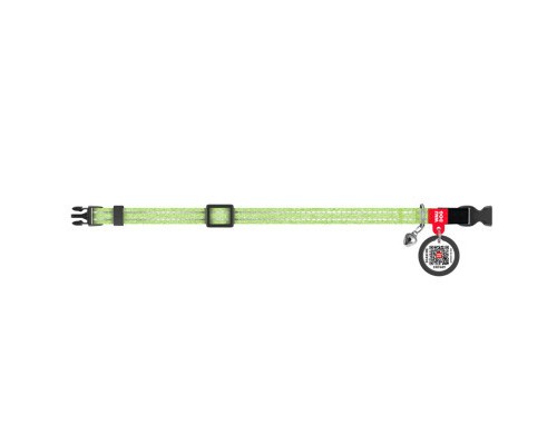 Нашийник для тварин WAUDOG Re-cotton з QR паспортом, пластиковий фастекс XS салатовий (16425)