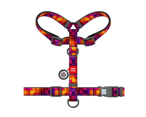 Шлея для собак WAUDOG Nylon з QR-паспортом анатомічна H-подібна 