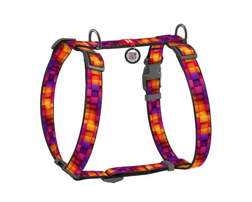 Шлея для собак WAUDOG Nylon з QR-паспортом анатомічна H-подібна 