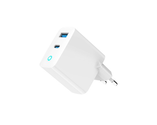 Зарядний пристрій Gembird 1хUSB-A (QC3.0 18W) + 1xType-C (PD 65W) white (TA-UC-PDQC65L-W-01)