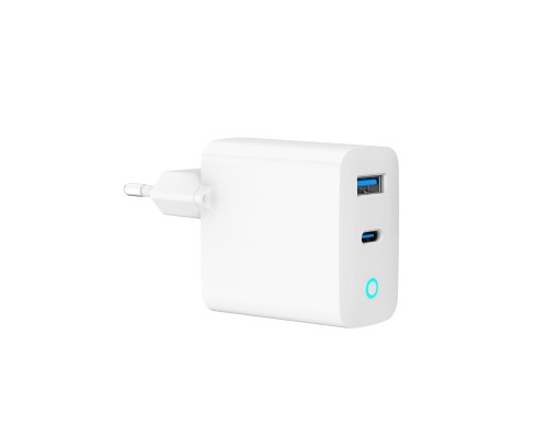 Зарядний пристрій Gembird 1хUSB-A (QC3.0 18W) + 1xType-C (PD 65W) white (TA-UC-PDQC65L-W-01)