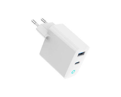 Зарядний пристрій Gembird 1хUSB-A (QC3.0 18W) + 1xType-C (PD 65W) white (TA-UC-PDQC65L-W-01)
