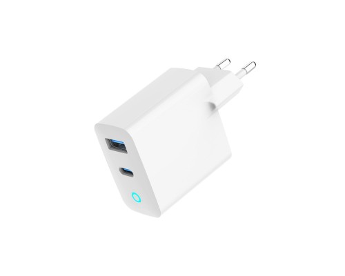 Зарядний пристрій Gembird 1хUSB-A (QC3.0 18W) + 1xType-C (PD 65W) white (TA-UC-PDQC65L-W-01)