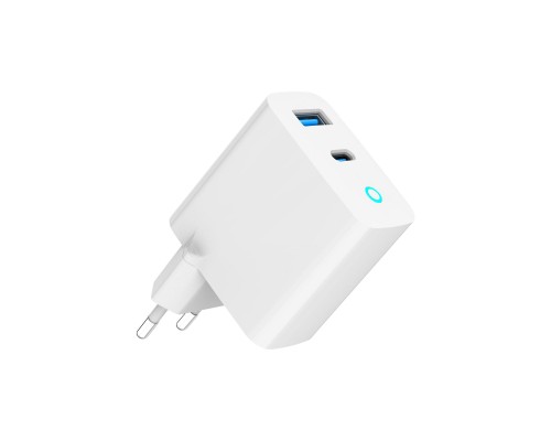 Зарядний пристрій Gembird 1хUSB-A (QC3.0 18W) + 1xType-C (PD 65W) white (TA-UC-PDQC65L-W-01)