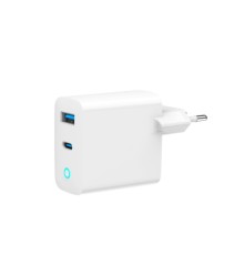 Зарядний пристрій Gembird 1хUSB-A (QC3.0 18W) + 1xType-C (PD 65W) white (TA-UC-PDQC65L-W-01)
