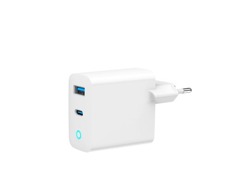 Зарядний пристрій Gembird 1хUSB-A (QC3.0 18W) + 1xType-C (PD 65W) white (TA-UC-PDQC65L-W-01)