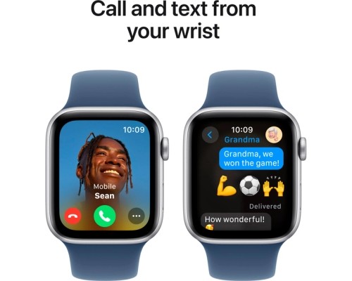 Смарт-годинник Apple Watch SE 2024 GPS 44mm Silver Aluminium Case with Denim Sport Band - S/M (MXEQ3QH/A)