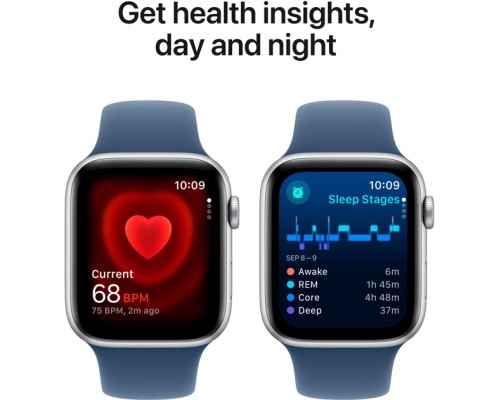Смарт-годинник Apple Watch SE 2024 GPS 44mm Silver Aluminium Case with Denim Sport Band - S/M (MXEQ3QH/A)