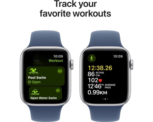 Смарт-годинник Apple Watch SE 2024 GPS 44mm Silver Aluminium Case with Denim Sport Band - S/M (MXEQ3QH/A)