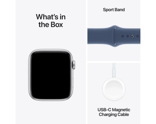 Смарт-годинник Apple Watch SE 2024 GPS 44mm Silver Aluminium Case with Denim Sport Band - S/M (MXEQ3QH/A)
