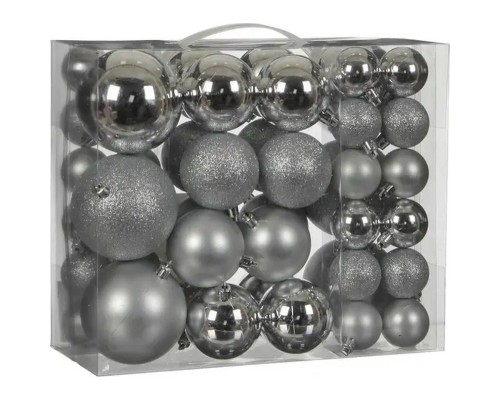 Ялинкова іграшка House Of Seasons Пластик 46 шт Кульки срібні (8718861275919)