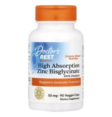 Вітамінно-мінеральний комплекс Doctor's Best Цинк бісгліцинат, 50 мг, Zinc Bisglycinate, 90 вегетаріанських кап (DRB-00573)