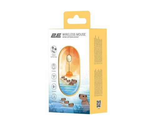 Мишка 2E MF300 CAPYBARASUNSET Silent Wireless/Bluetooth Yellow (2E-MF300WCAPIBARAYW)
