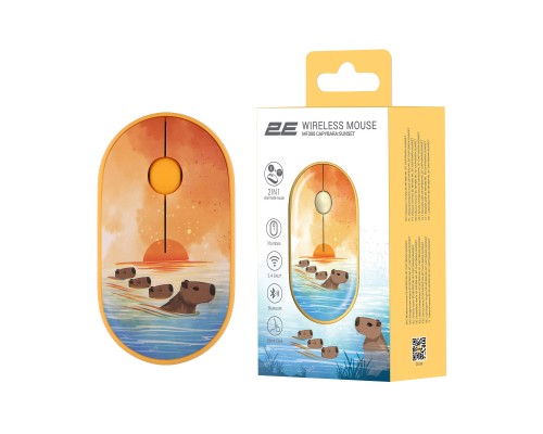 Мишка 2E MF300 CAPYBARASUNSET Silent Wireless/Bluetooth Yellow (2E-MF300WCAPIBARAYW)