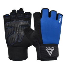 Рукавички для фітнесу RDX W1 Half Blue Plus M (WGA-W1HU-M+)