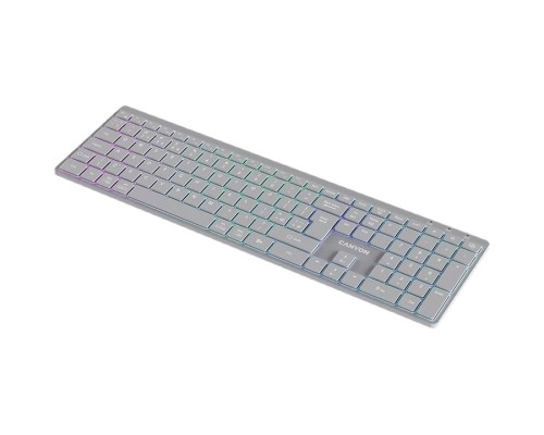 Клавіатура Canyon HKB-W11 Slim Dual Mode Wireless/Bluetooth RGB UA Grey (CNS-HBTK11G)