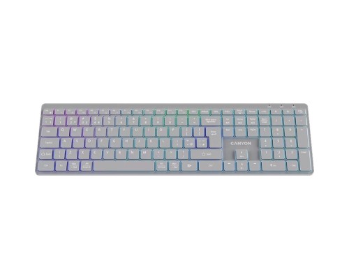 Клавіатура Canyon HKB-W11 Slim Dual Mode Wireless/Bluetooth RGB UA Grey (CNS-HBTK11G)