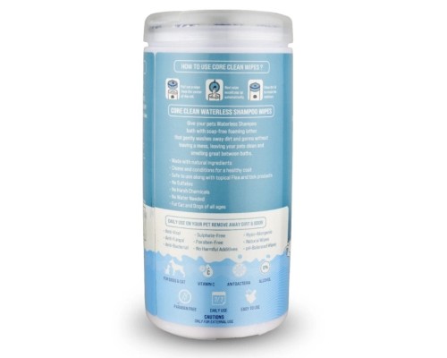 Вологі серветки для тварин Pet Clean PET WATERLESS SHAMPOO WIPES швидке очищення складок з медово-вівсяним ароматом 50 шт (8939111098762)